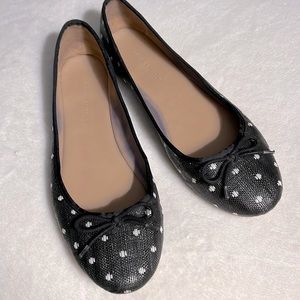 Ballet flats - Straw black/white polka dots